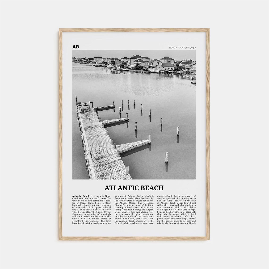 Atlantic Beach, North Carolina Map Travel Poster