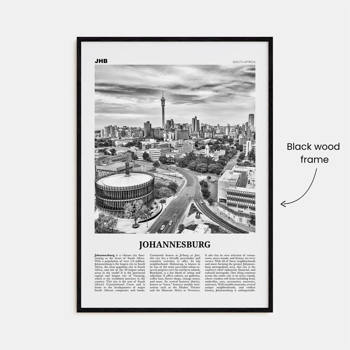 Johannesburg Print Black And White No 2 Johannesburg Wall Art Johannesburg Poster Johannesburg Photo South Africa Print South Africa - Image 3