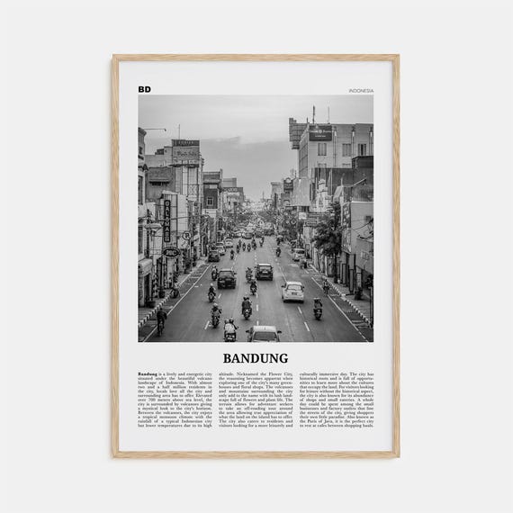 Bandung Black And White Map Poster, Indonesia