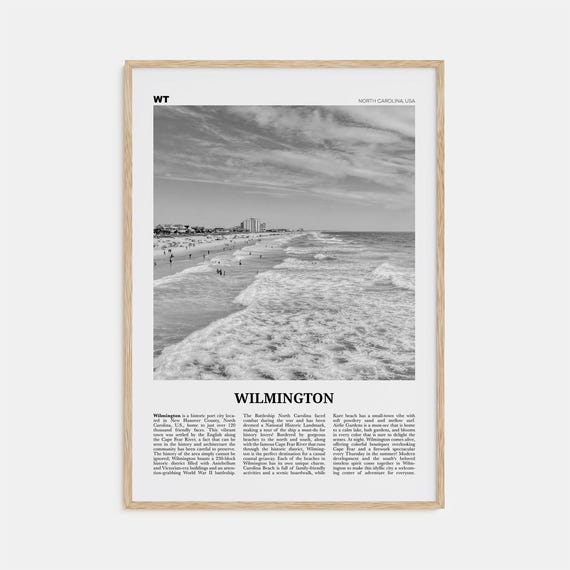 Wilmington Black and White Travel Poster, North Carolina