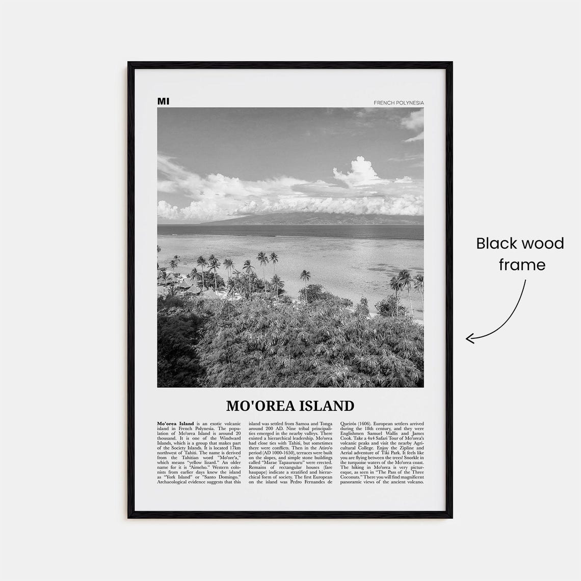 Moorea Island Black And White Travel Poster - Image 3