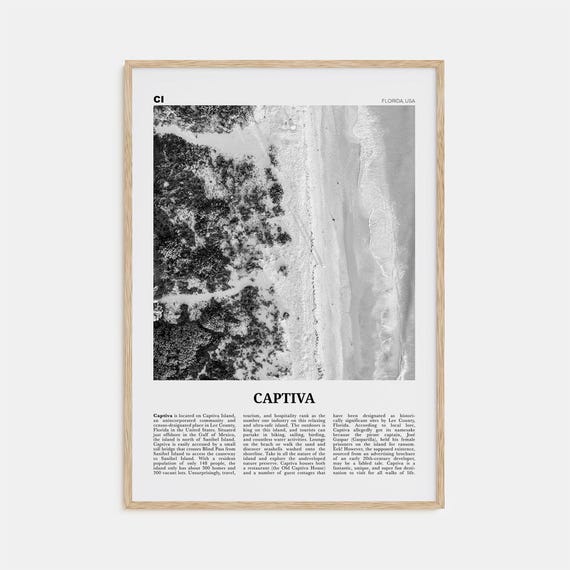 Captiva Island Black and White Travel Poster