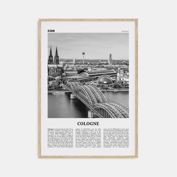 Cologne, Germany Black And White Europe Travel Poster
