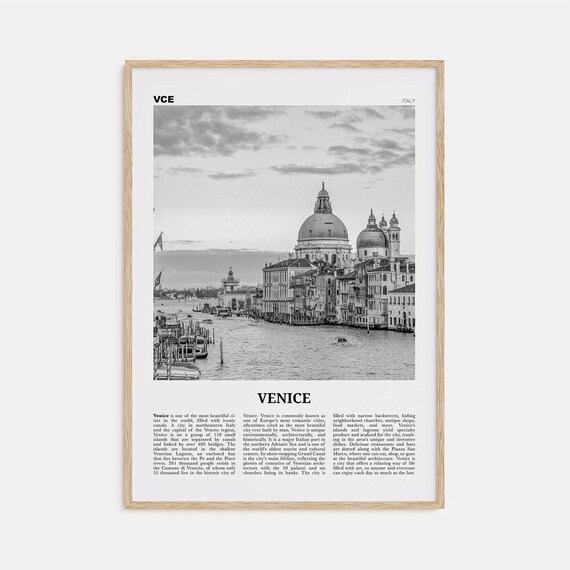 Venice Black and White Travel Poster, Italy