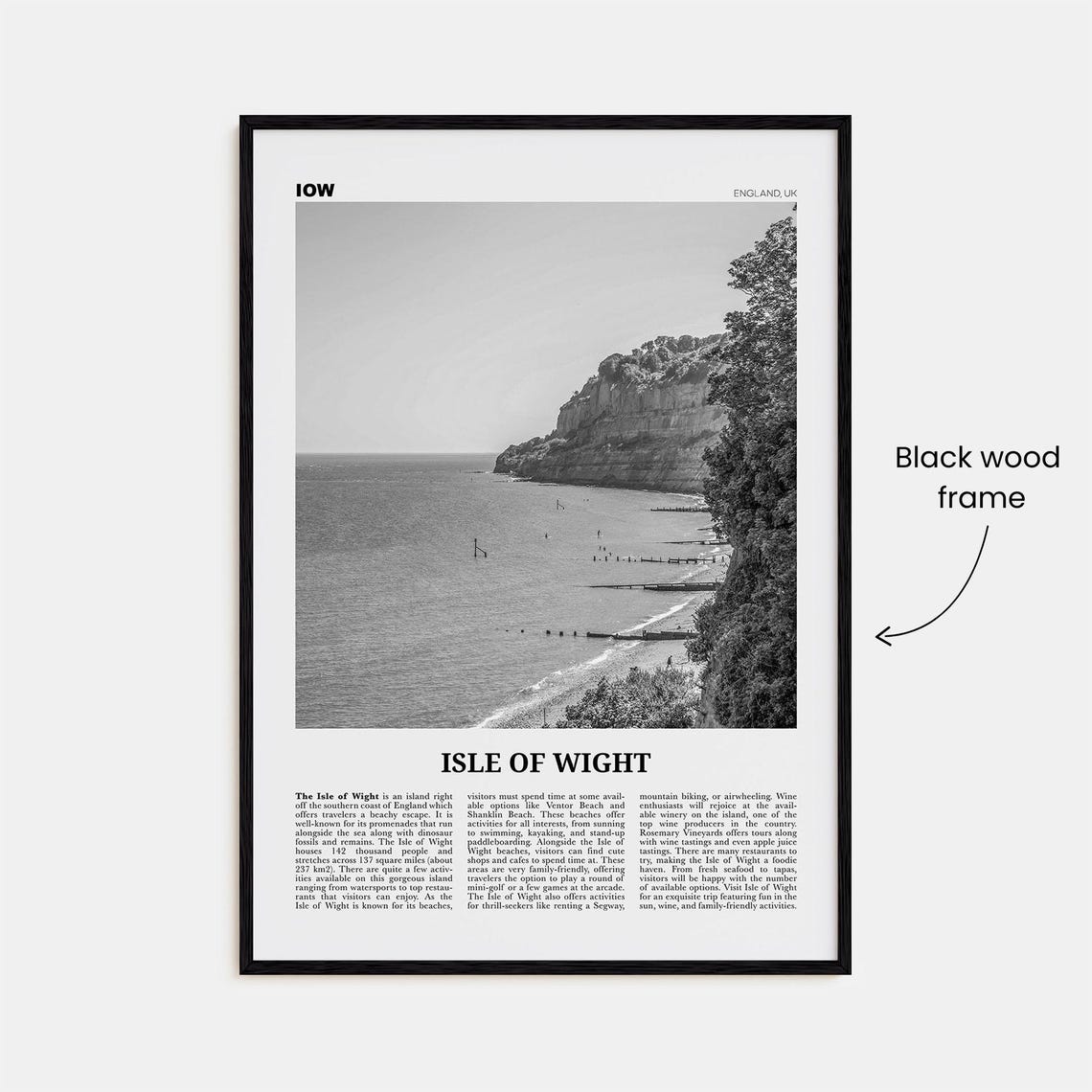 Isle Of Wight Print Black And White Isle Of Wight Wall Art Isle Of Wight Poster Isle Of Wight Photo Isle Of Wight Dcor England Uk - Image 3