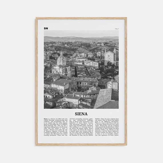 Siena Black and White Travel Poster, Italy