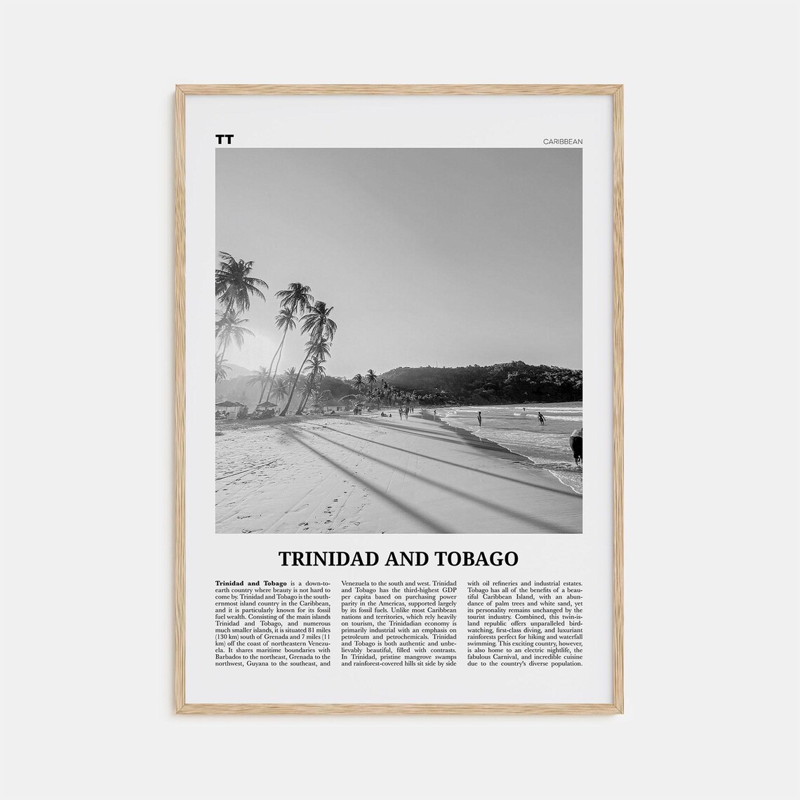 Trinidad And Tobago Black And White Travel Poster