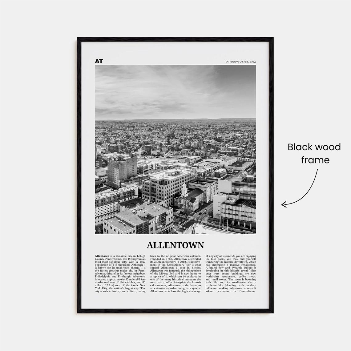Allentown Print Black And White Allentown Wall Art Allentown Poster Allentown Photo Allentown Wall Dcor Pennsylvania Usa - Image 3