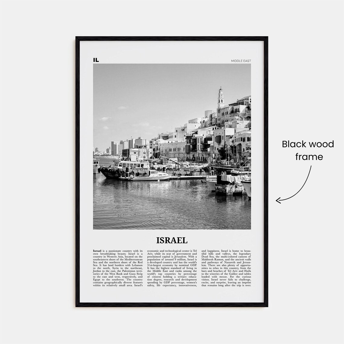 Israel Black and White Wall Art Poster, Jerusalem - Image 3