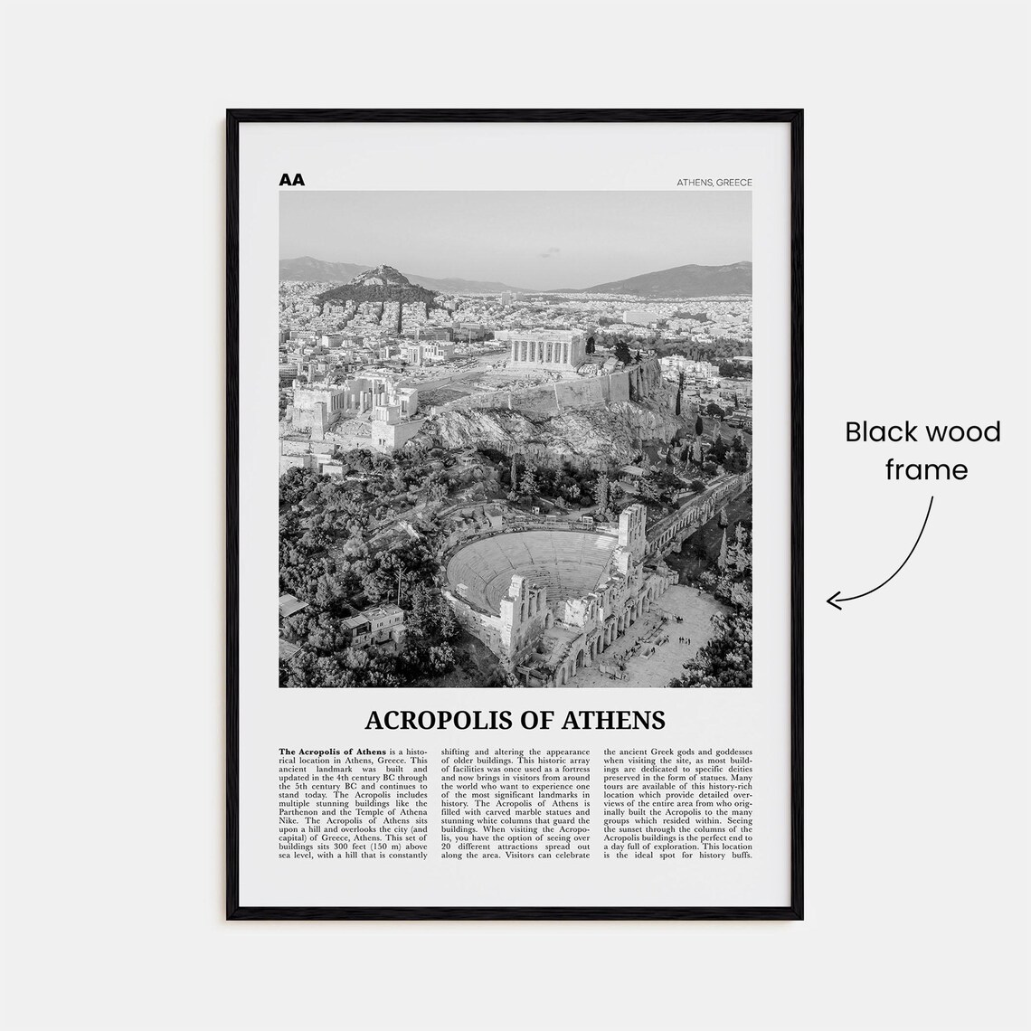 Acropolis Of Athens Black And White Travel Poster - Image 3