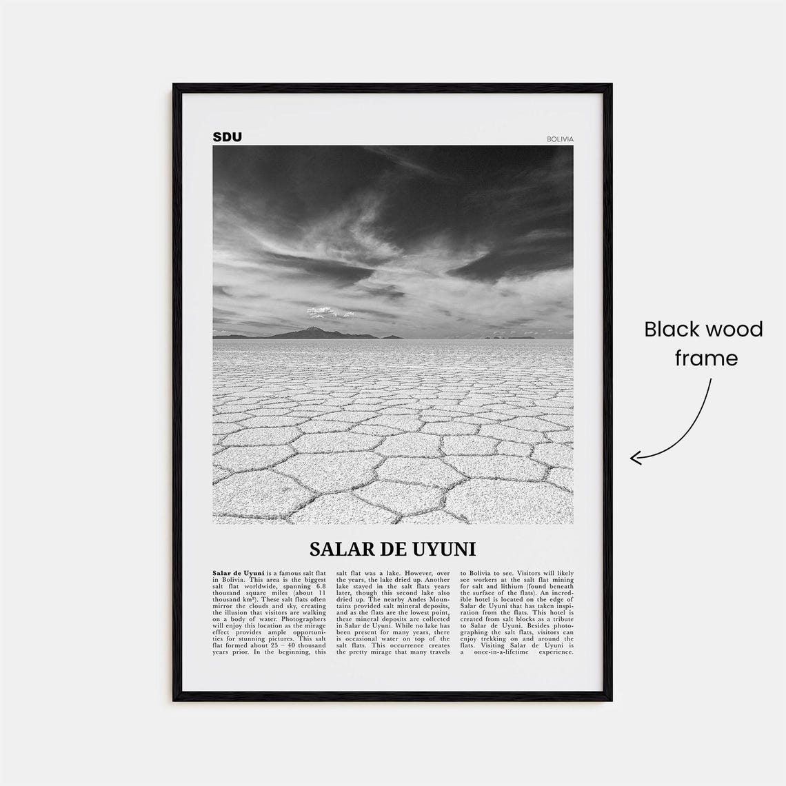 Salar De Uyuni Black And White Art Print, Bolivia - Image 3
