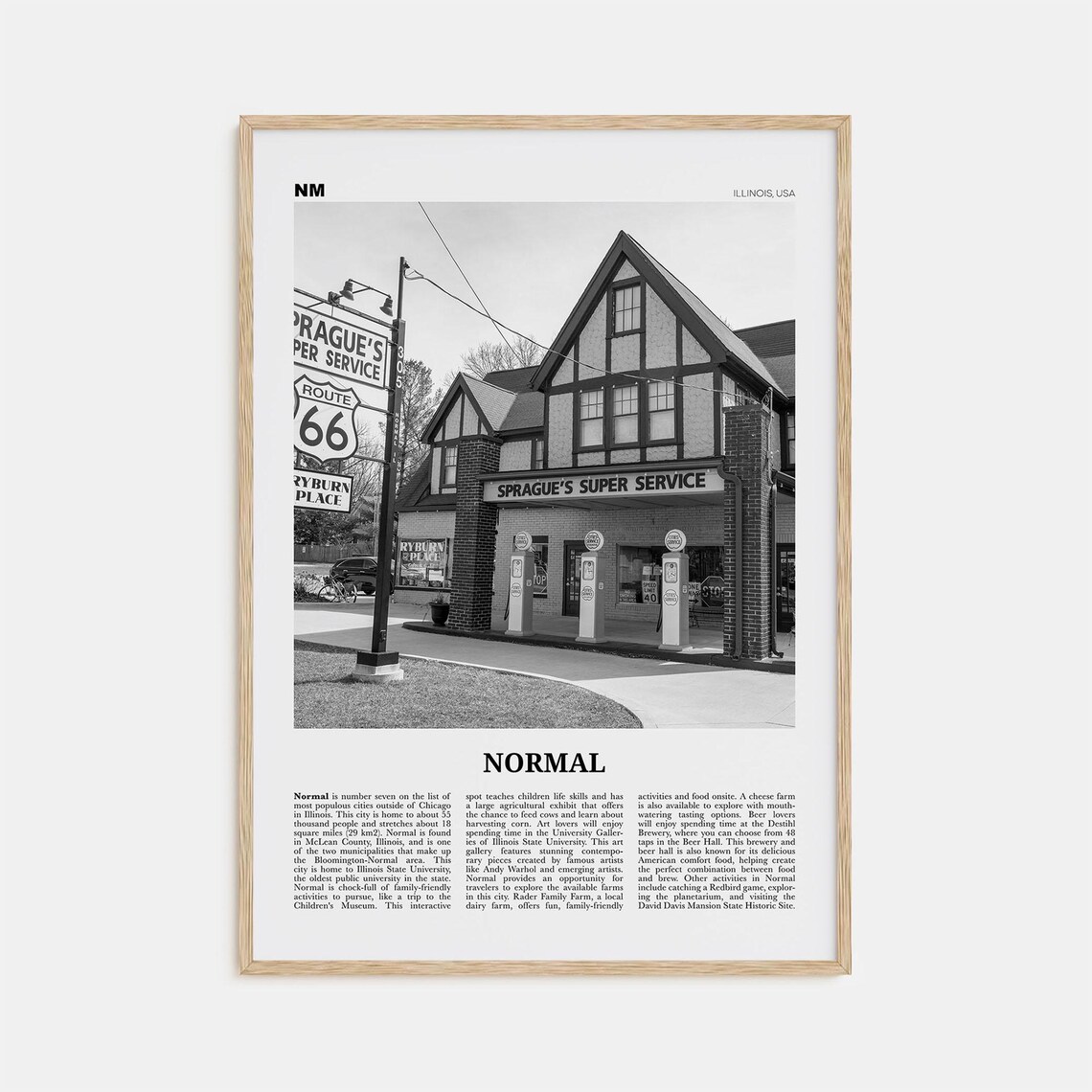 Illinois USA Map, Black and White Travel Poster