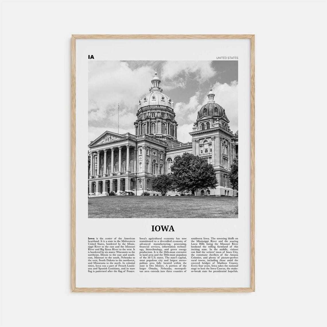 Iowa Print Black And White No 2 Iowa Wall Art Iowa Poster Iowa Photo Iowa Wall Decor Usa State Art Print Usa United States