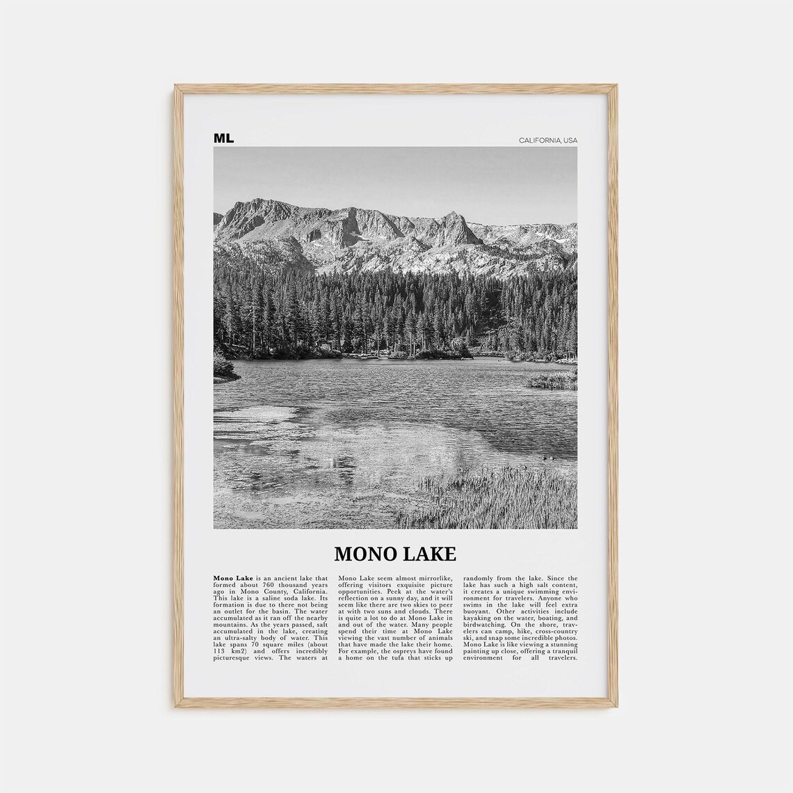 Mono Lake Travel Poster, California Map Art Print