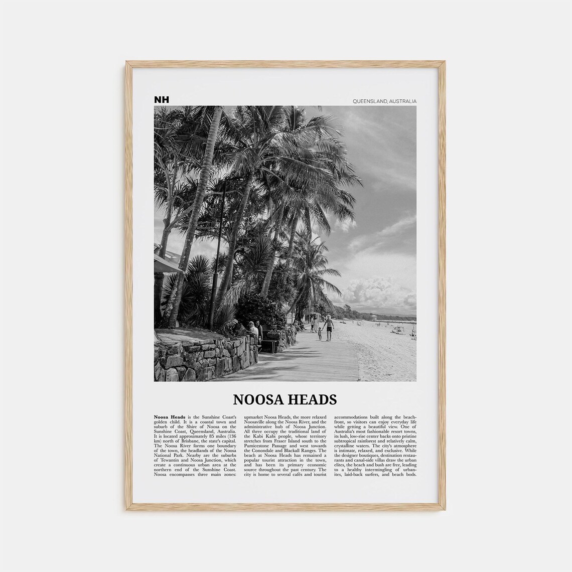 Noosa Heads Black And White Poster, Queensland Australia