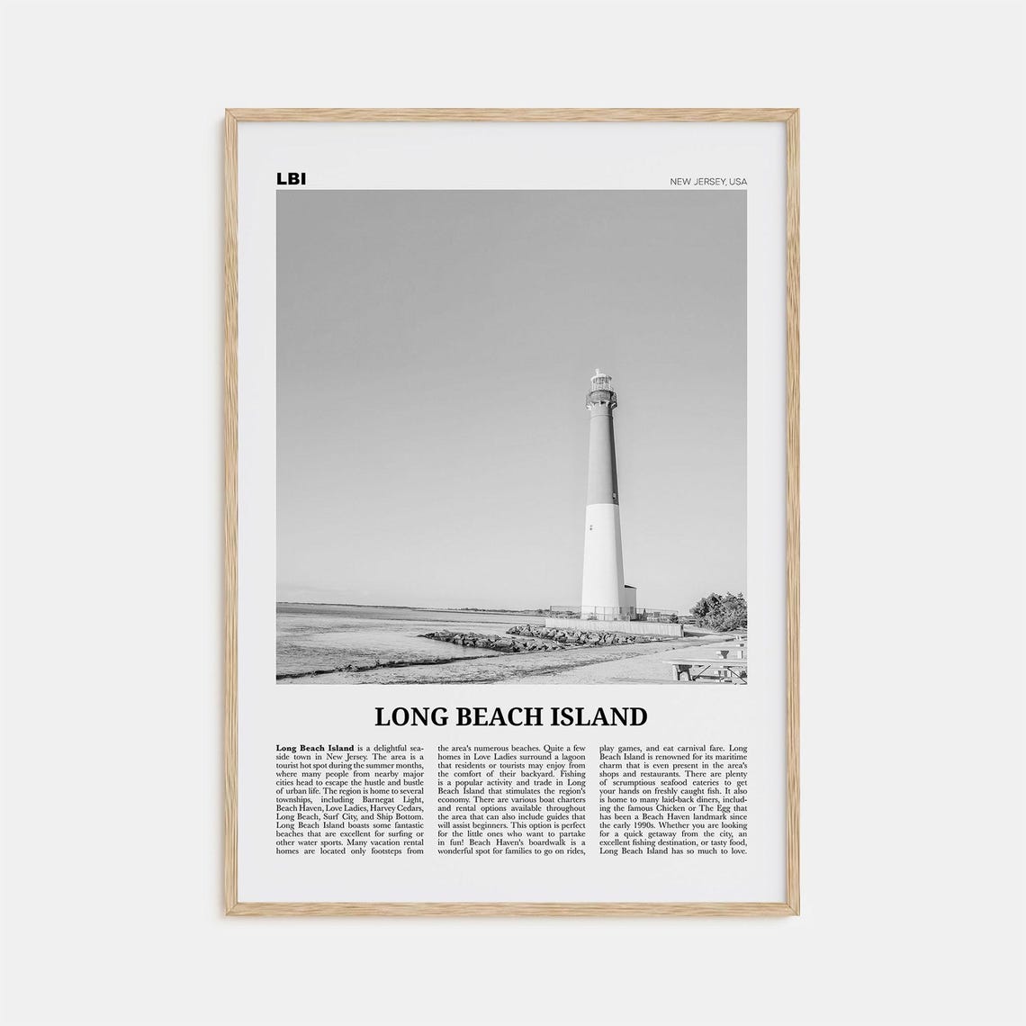 Long Beach Island Black And White Travel Poster
