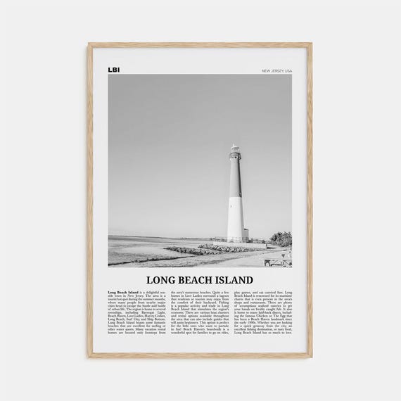 Long Beach Island Black And White Travel Poster