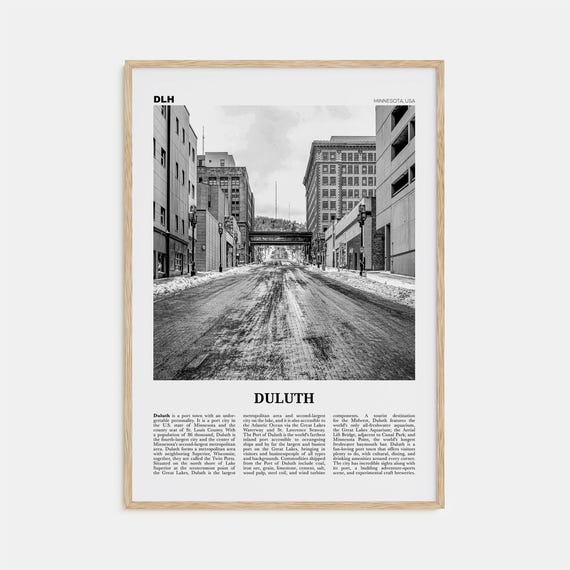 Duluth Black and White Travel Poster, Minnesota