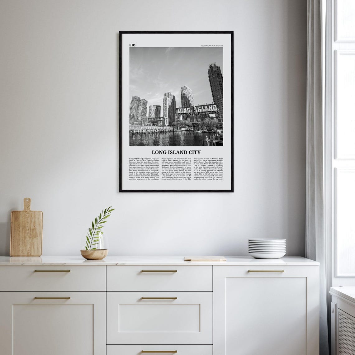 Long Island City Black and White Travel Poster - Image 2