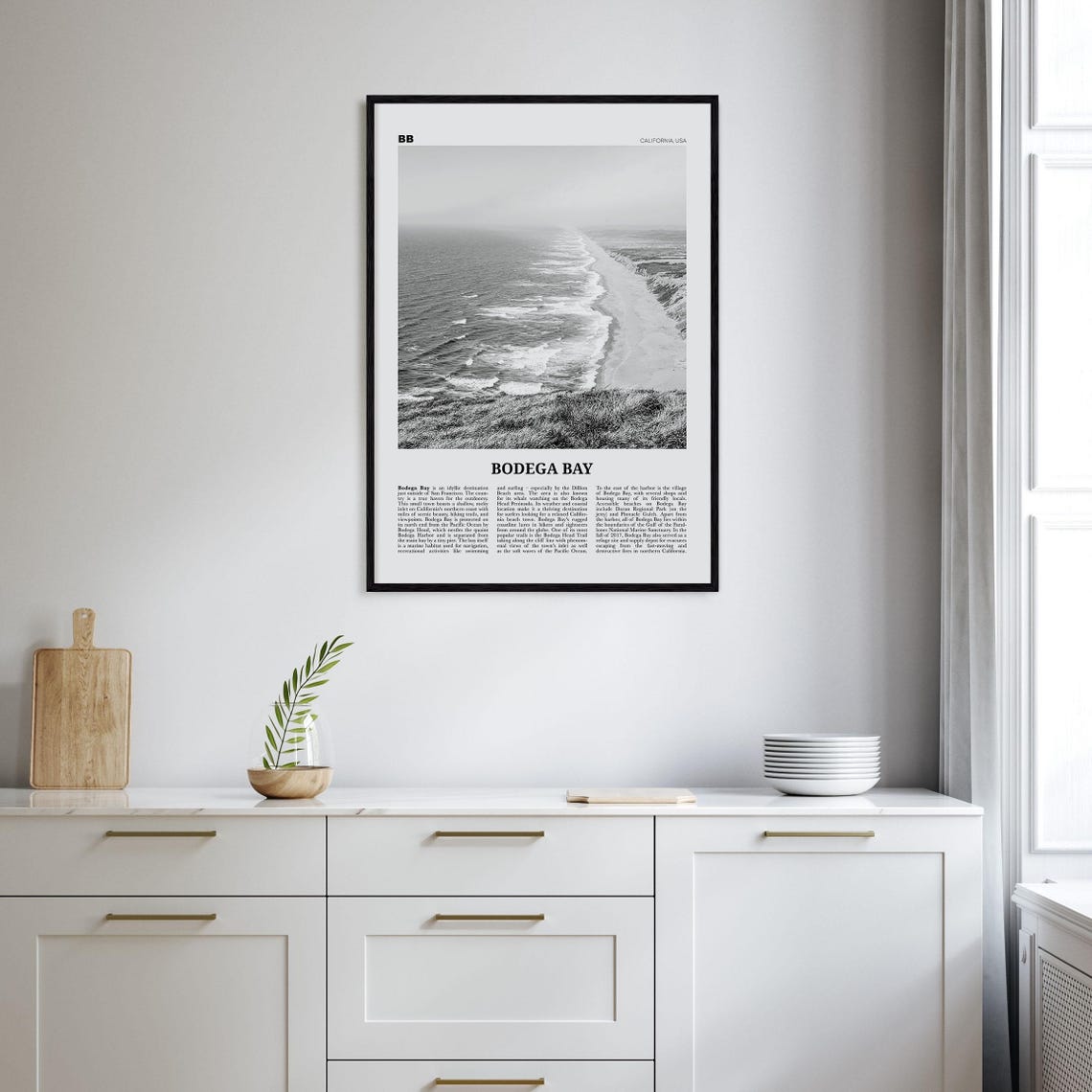 Bodega Bay Black and White Travel Poster, California - Image 2