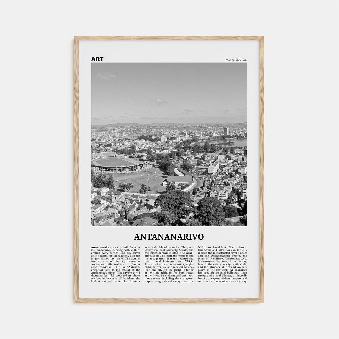 Antananarivo Black and White Travel Poster