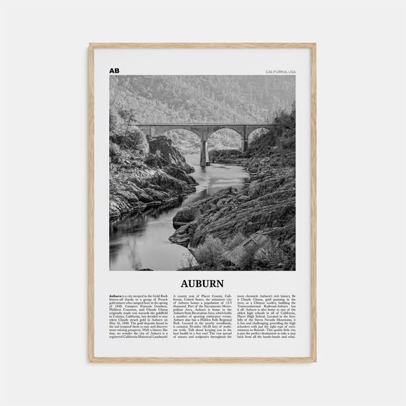 Auburn, California Travel Poster, Black and White