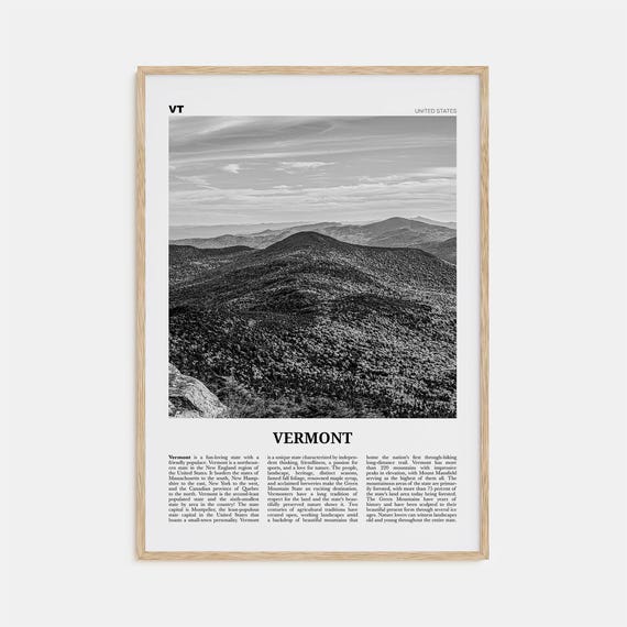 Vermont Black and White No. 1 Travel Poster, USA