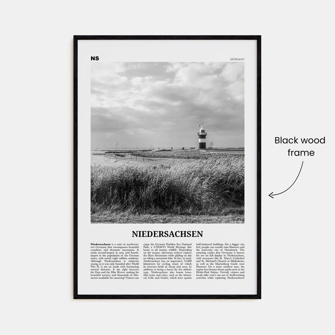 Niedersachsen Print Black And White Niedersachsen Wall Art Niedersachsen Poster Niedersachsen Photo Niedersachsen Map Germany - Image 3