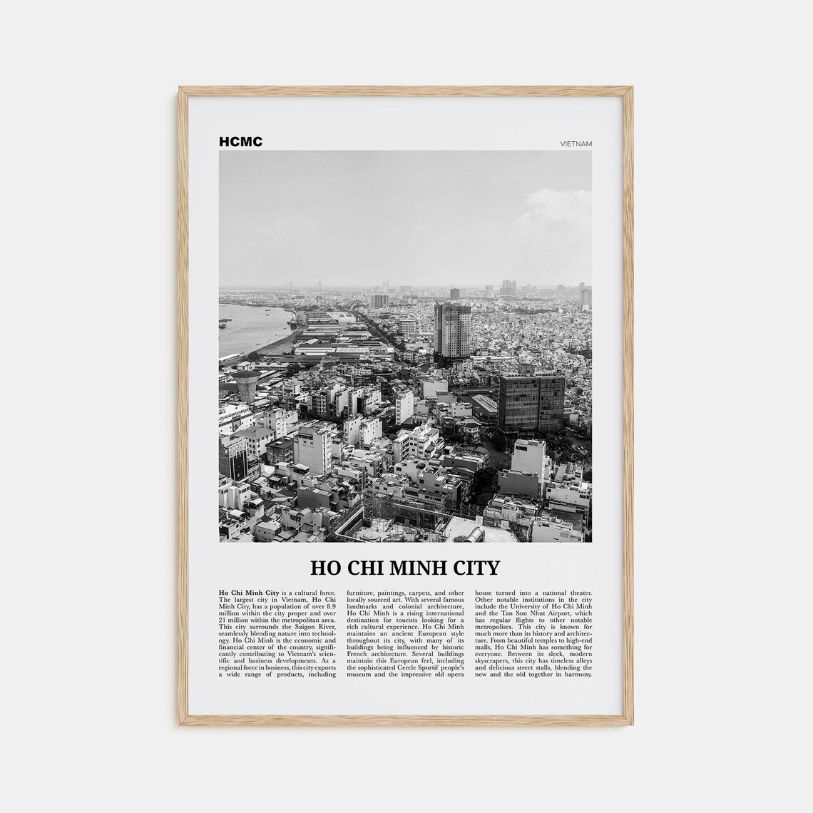 Ho Chi Minh City Black and White Travel Poster