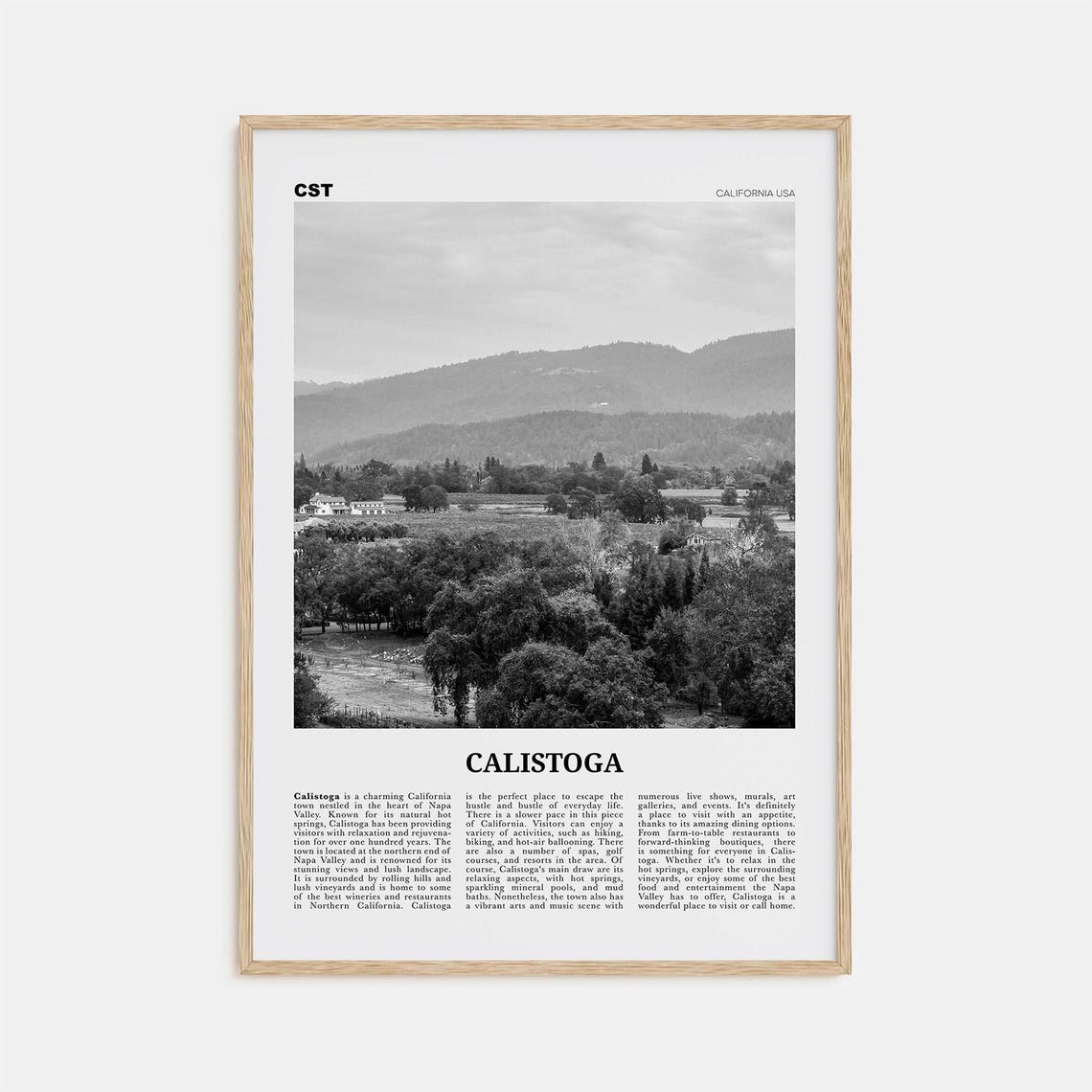Calistoga Print Black And White Calistoga Wall Art Calistoga Poster Calistoga Photo Calistoga Wall Dcor Calistoga Map California Usa