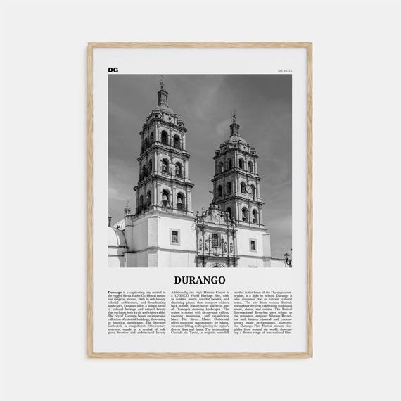 Durango, Mexico Black and White Travel Poster