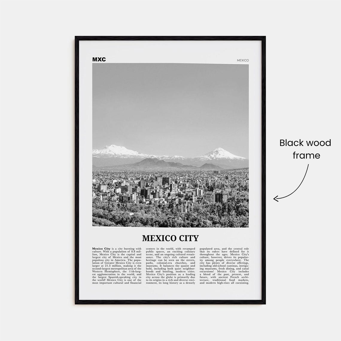 Mexico City Black and White No. 2 Travel Poster - Image 3