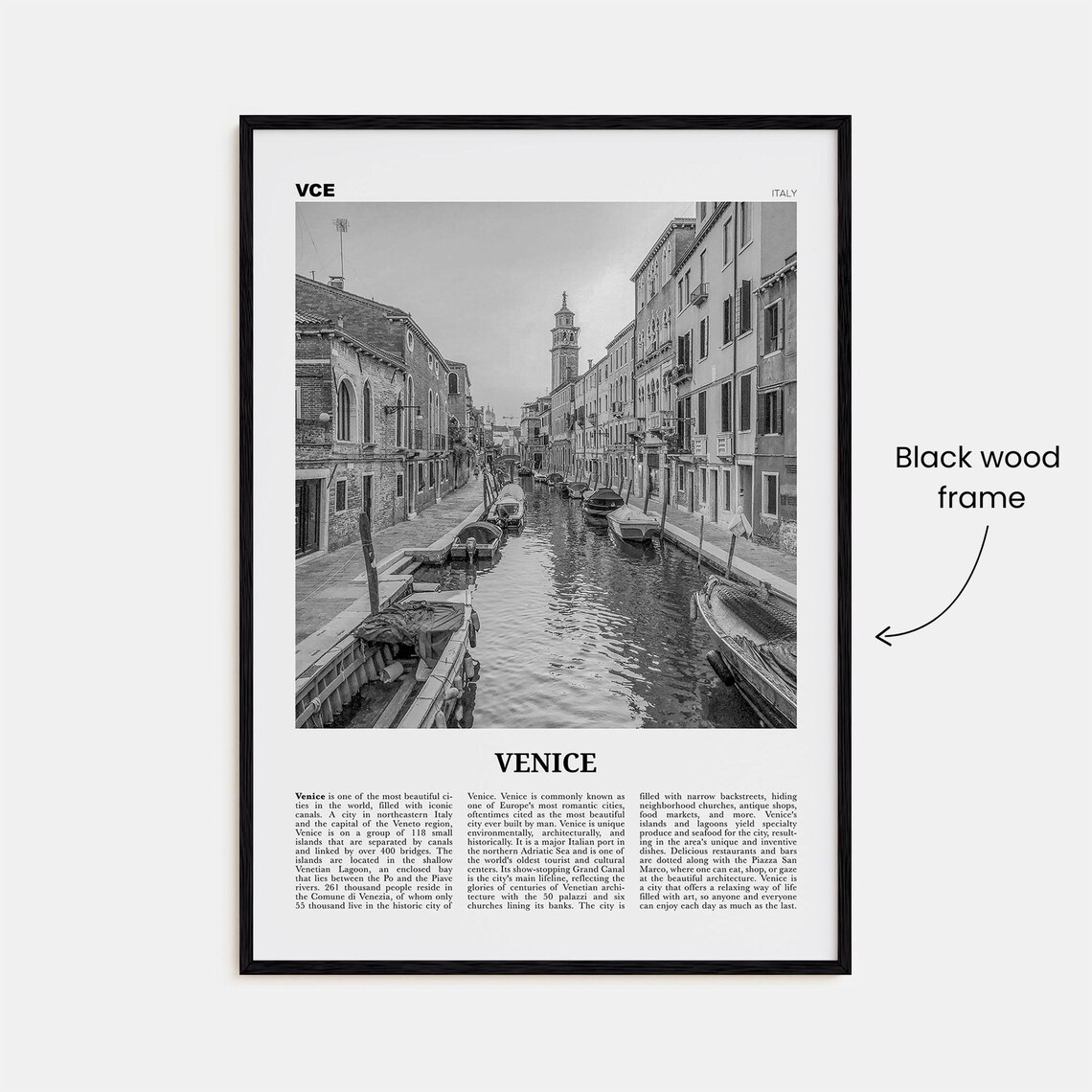 Venice Black and White Travel Poster, Venezia Italy - Image 3