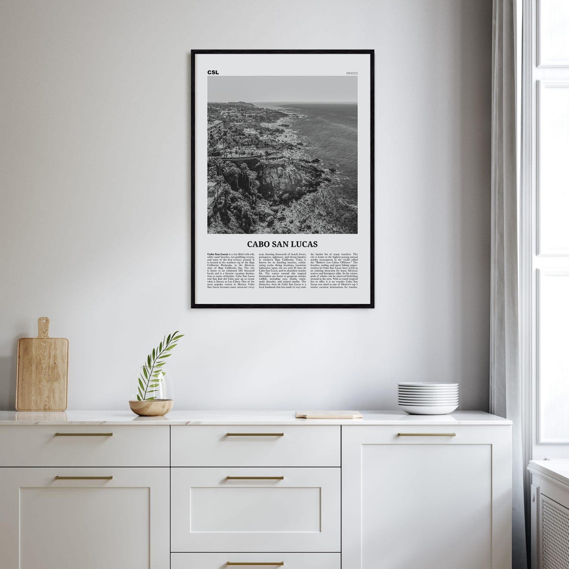 Cabo San Lucas Black and White Travel Poster, Mexico - Image 2