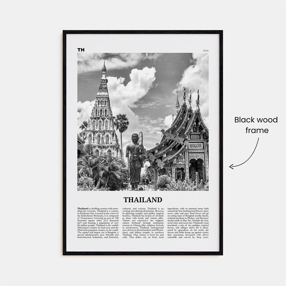 Thailand Black and White Asia Travel Poster No. 2 - Image 3