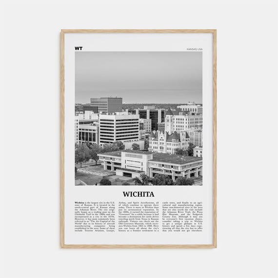 Wichita Black And White Travel Poster Art Print