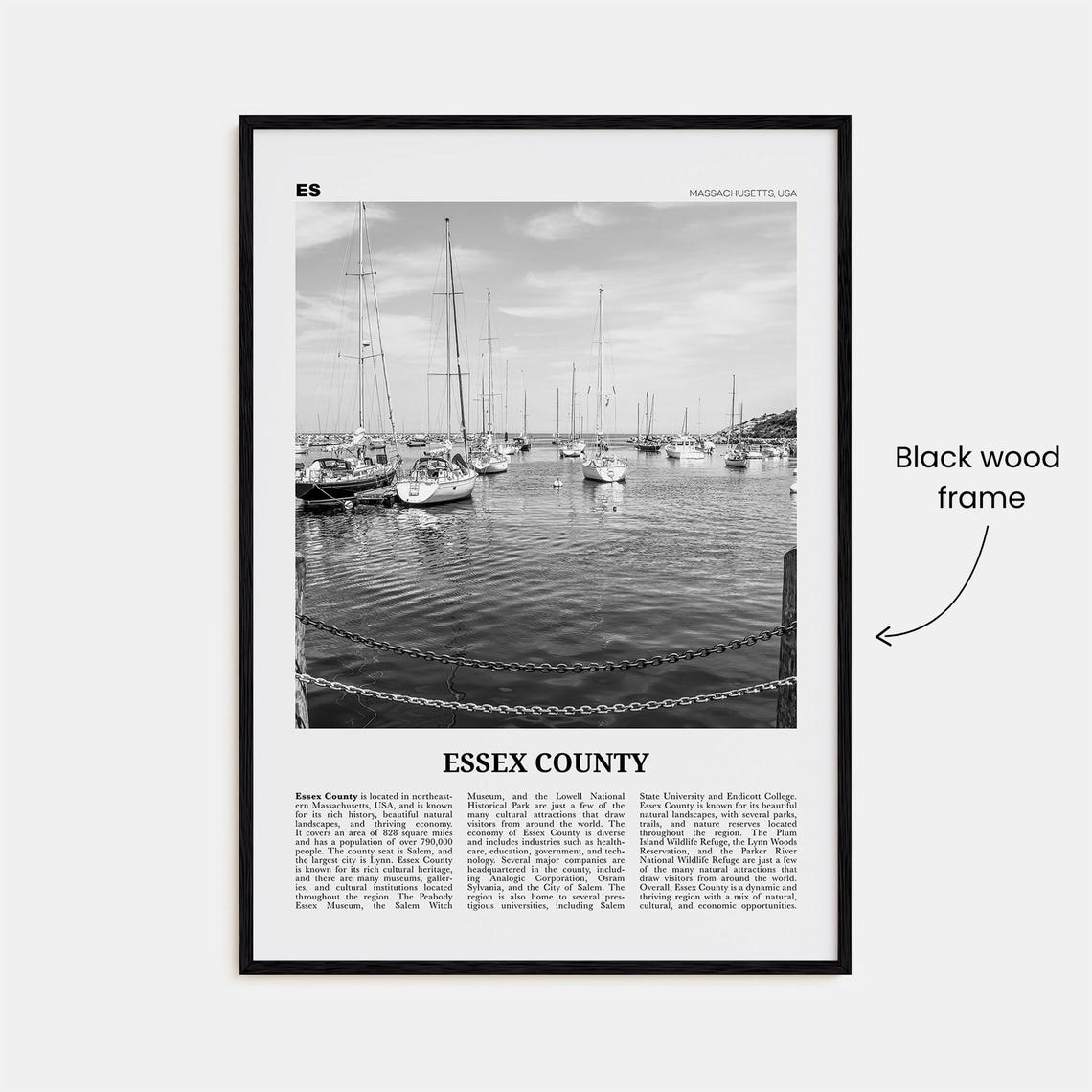 Essex County Print Black And White Essex County Wall Art Essex County Poster Essex County Photo Essex County Wall Dcor Essex Map - Image 3
