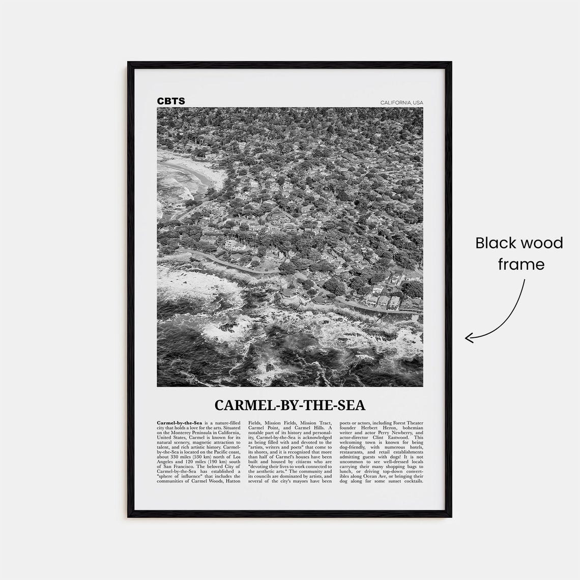 Carmel By The Sea Black And White Travel Poster - Image 3
