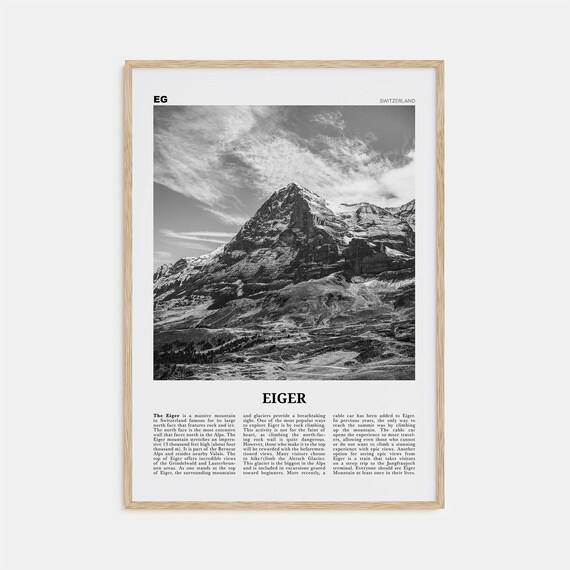 Eiger Black and White Travel Poster, Switzerland