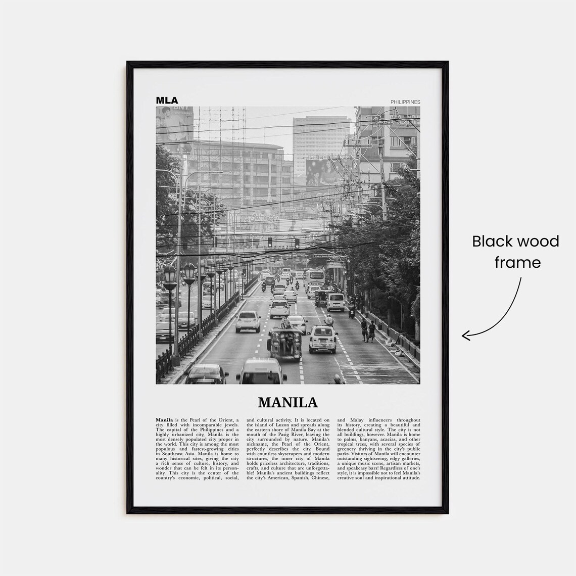Manila Black and White Travel Poster, Philippines - Image 3