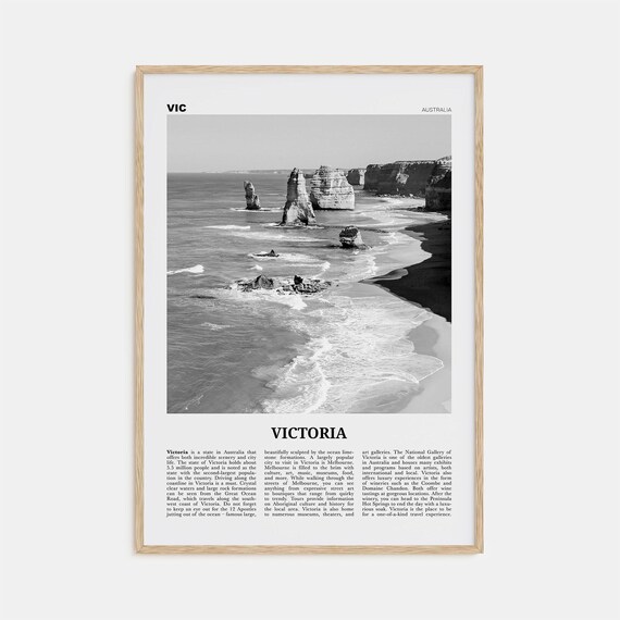Victoria Australia Black And White Melbourne Travel Poster