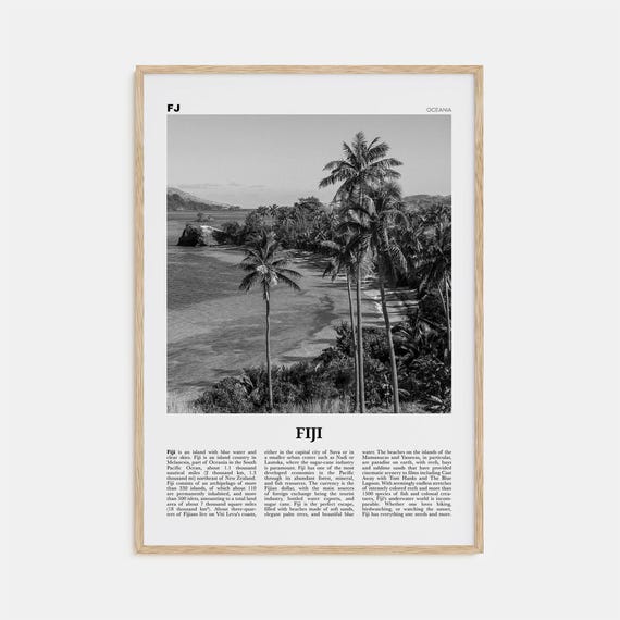 Fiji Black and White Travel Poster, Suva