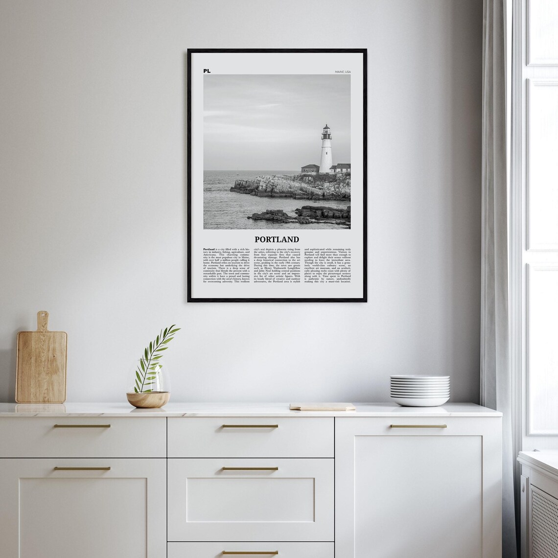 Portland, Maine Black And White Travel Poster - Image 2