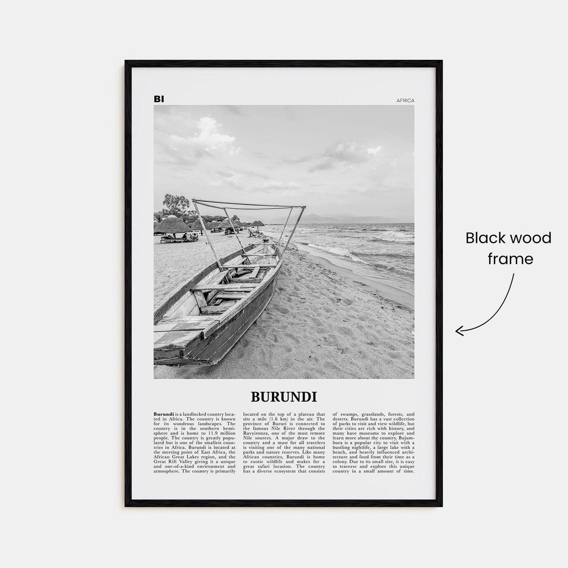 Burundi Black and White Wall Art Print, Africa - Image 3