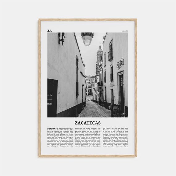 Zacatecas Black and White Travel Poster, Mexico