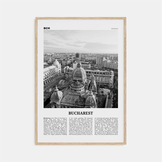 Bucharest Black and White No. 2, Romania Travel Poster