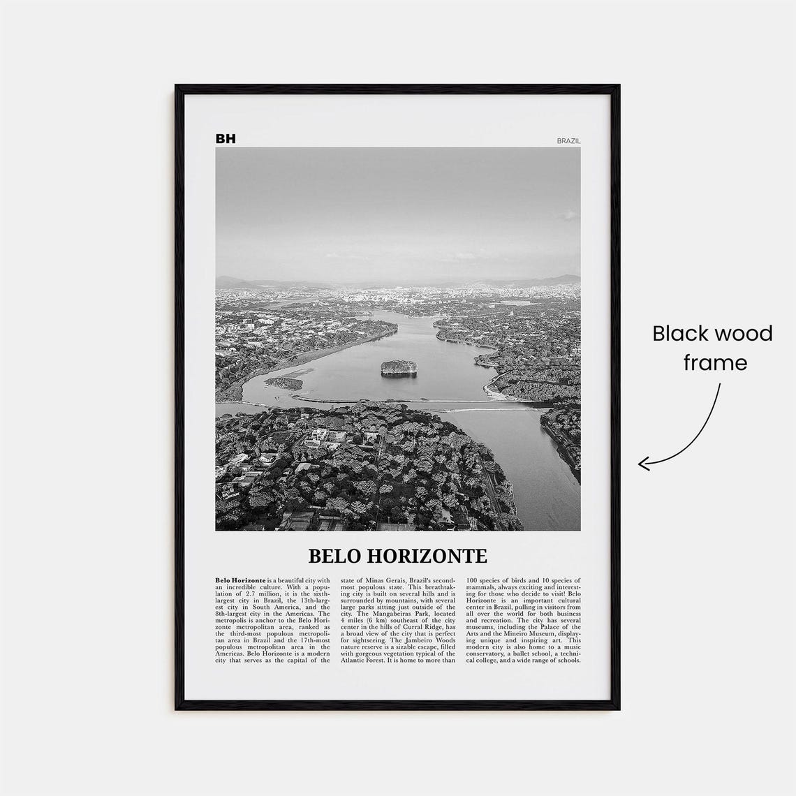Belo Horizonte Black and White Travel Poster - Image 3