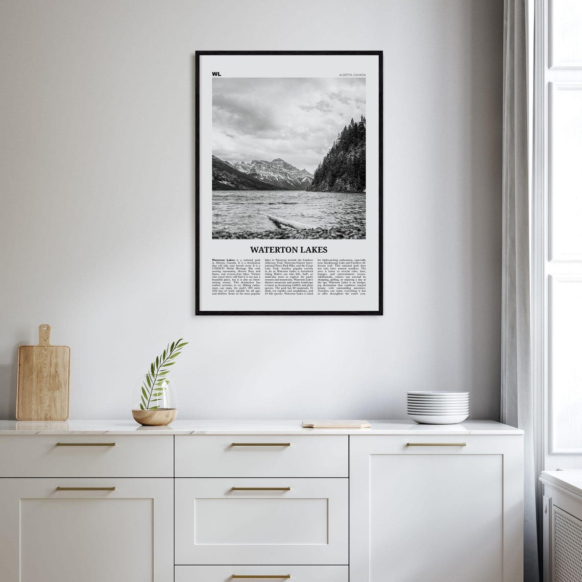 Waterton Lakes National Park, Black And White Art Print - Image 2