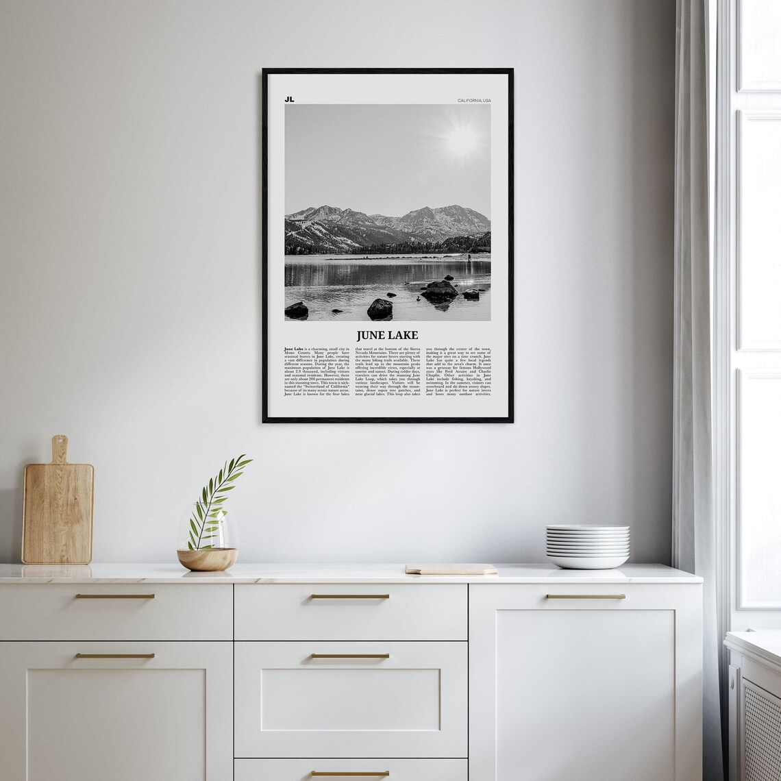 June Lake Black and White Travel Poster, California - Image 2