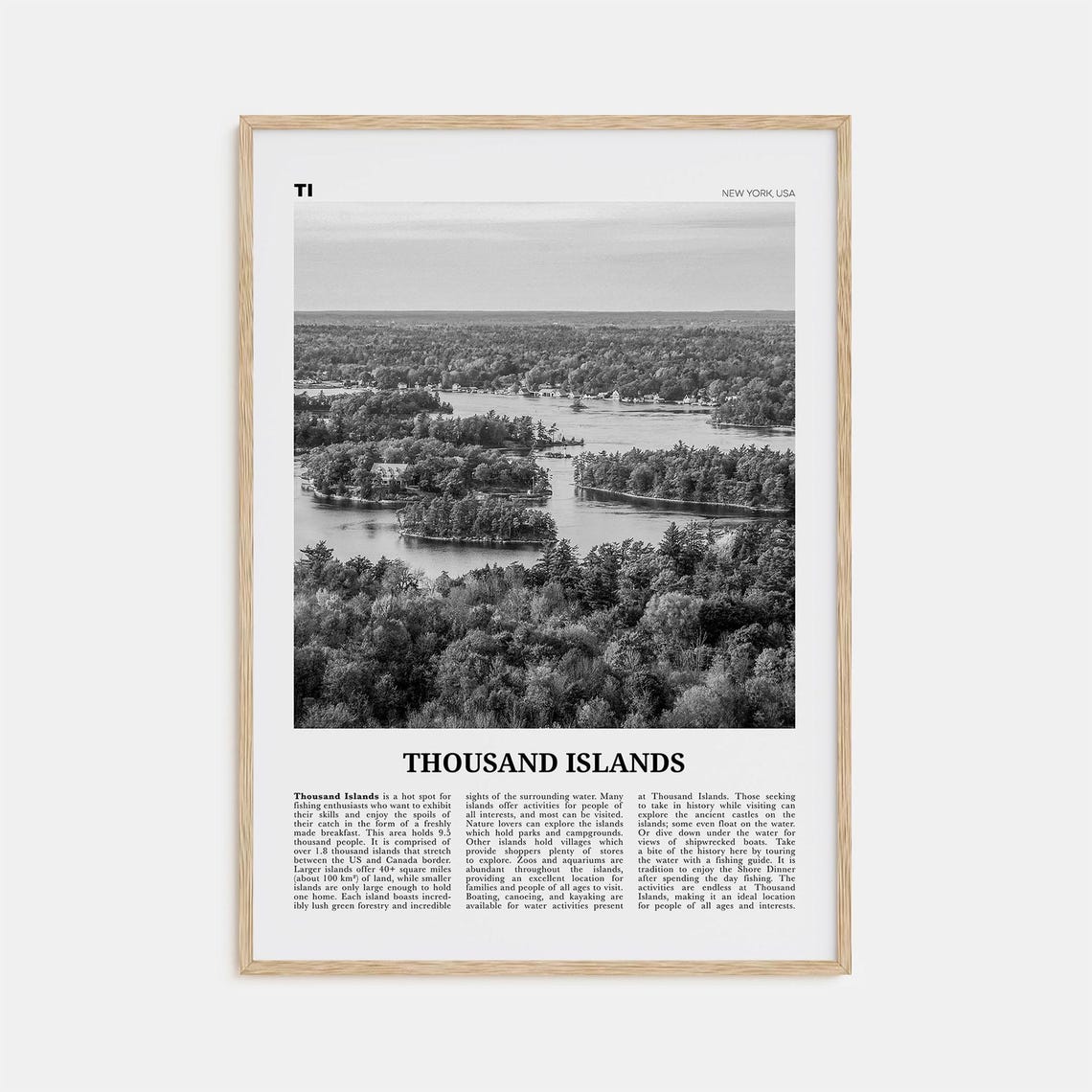 Thousand Islands Black And White Travel Poster